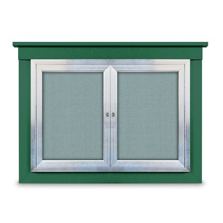 United Visual Products 48"x36" 2-Door Enclosed Outdoor Letterboard, Hdr, Black Felt/Satin UV1176HDPLUS-SATIN-BLACK
